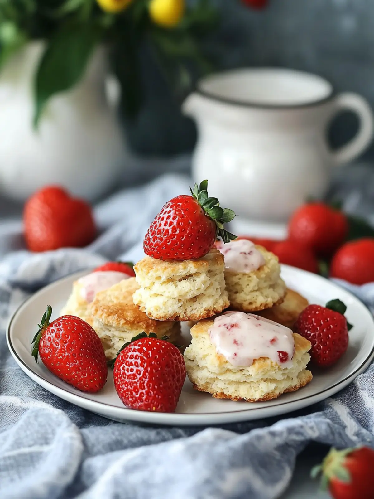 Fluffy Strawberry Biscuits with Zesty Lemon Glaze Delight 4 Fluffy Strawberry Biscuits