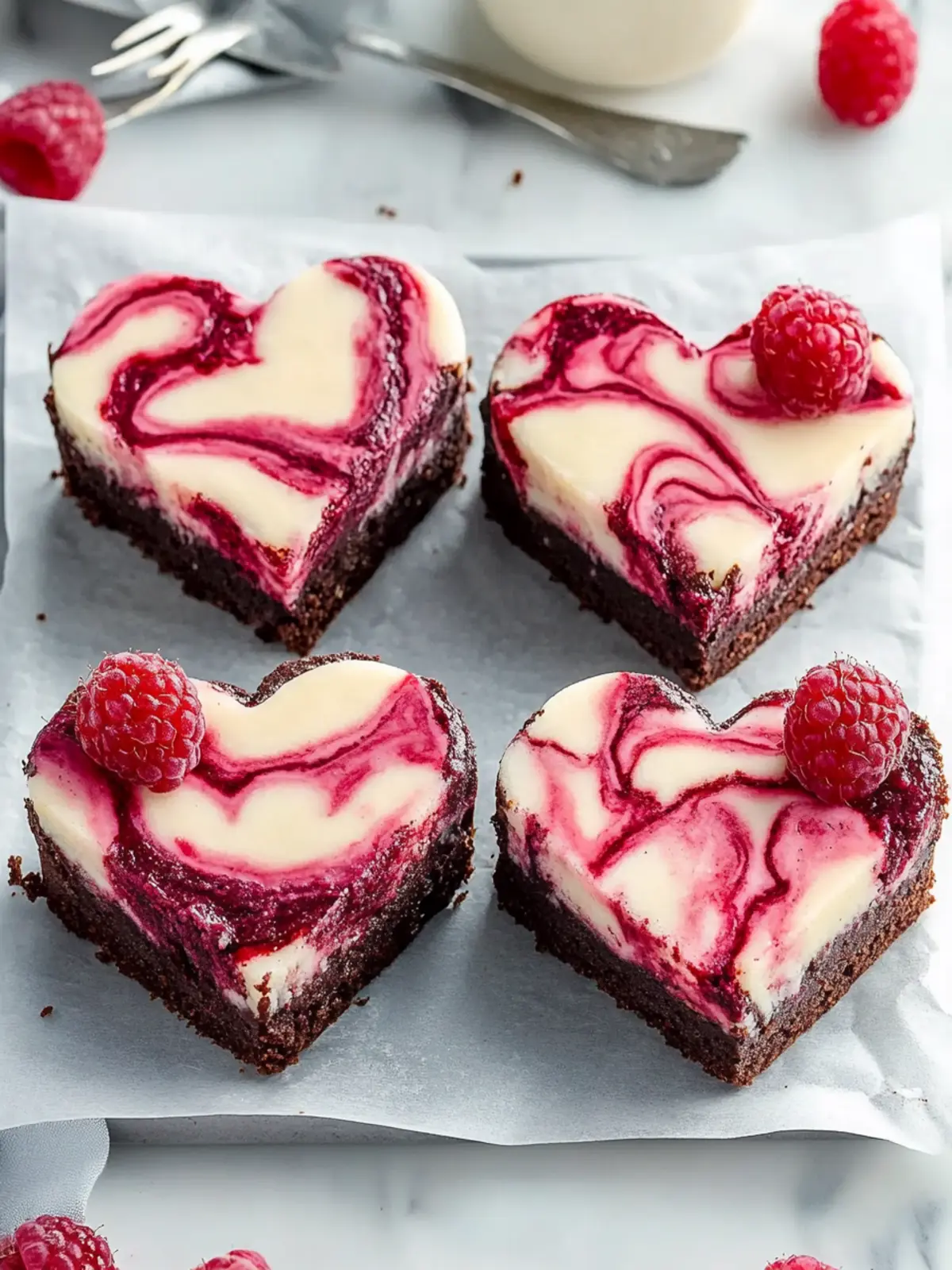 Heart Shaped Brownies with Raspberry Swirl and Cheesecake Bliss 2 Heart Shaped Brownies (with Raspberry Swirl and Cheesecake Topping)