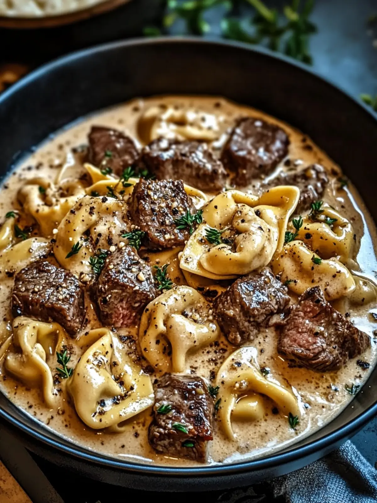 Creamy Cracked Garlic Steak Tortellini in Sauce Bliss Recipe 3 Cracked Garlic Steak Tortellini in Creamhouse Sauce Bliss