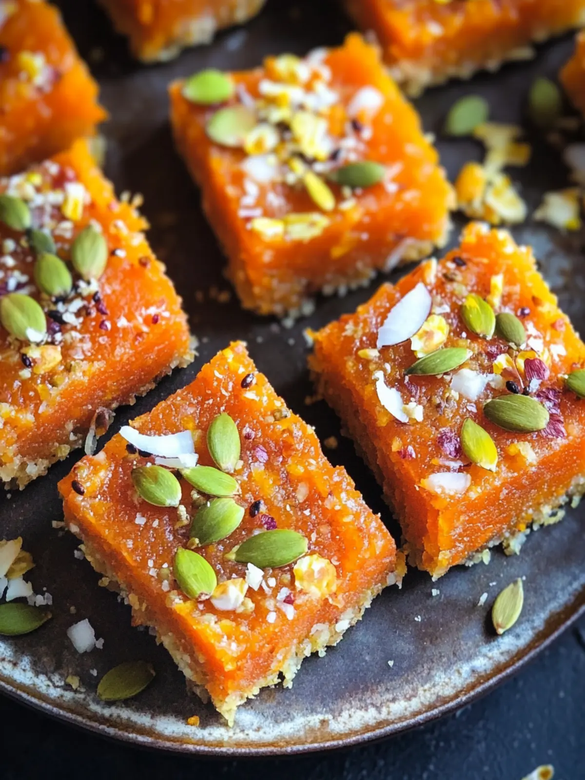 Layered Carrot Halwa Coconut Burfi Vegan Bliss Bars 2 Layered Carrot Halwa Coconut Burfi Vegan