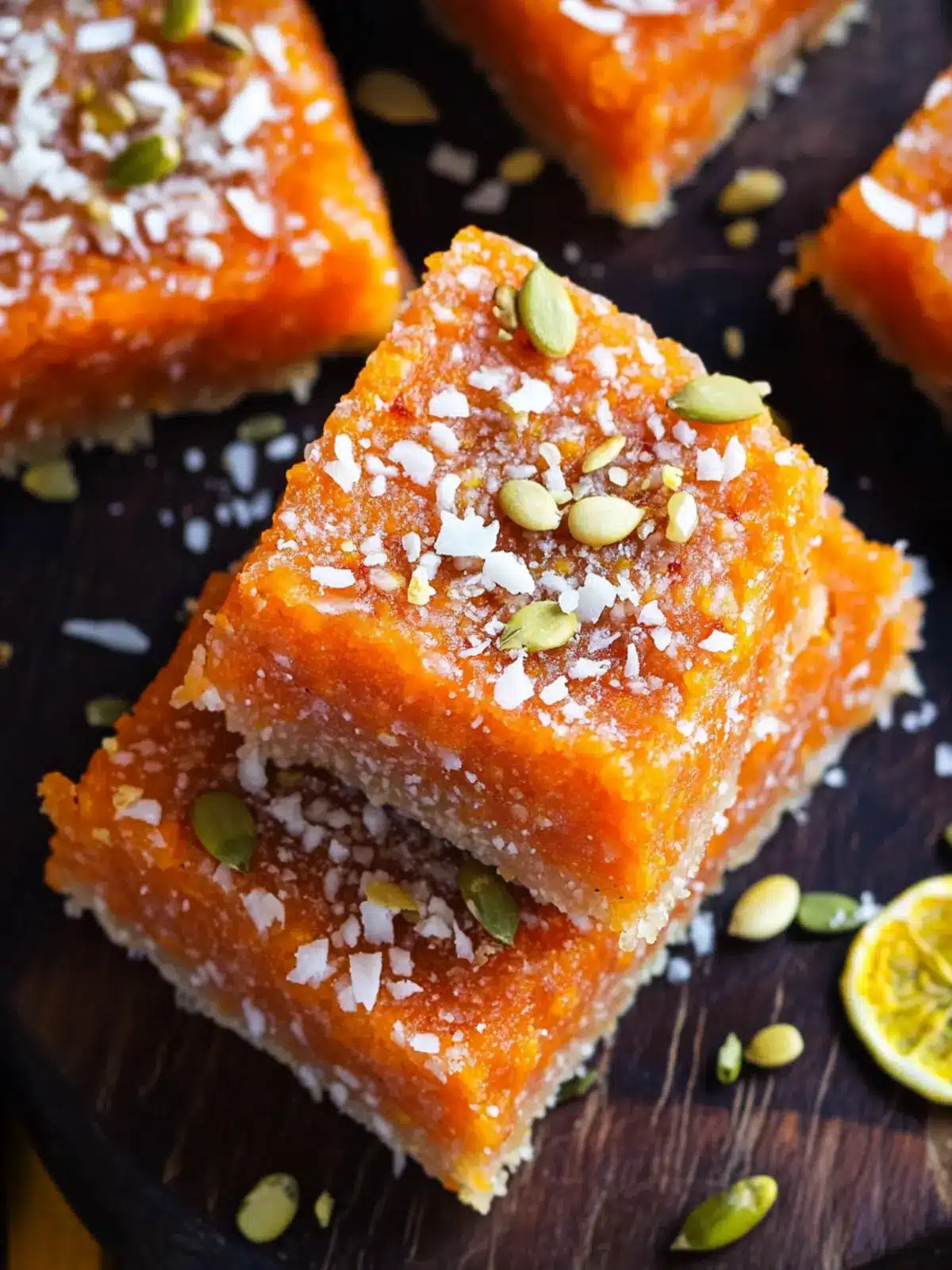 Layered Carrot Halwa Coconut Burfi Vegan Bliss Bars 3 Layered Carrot Halwa Coconut Burfi Vegan