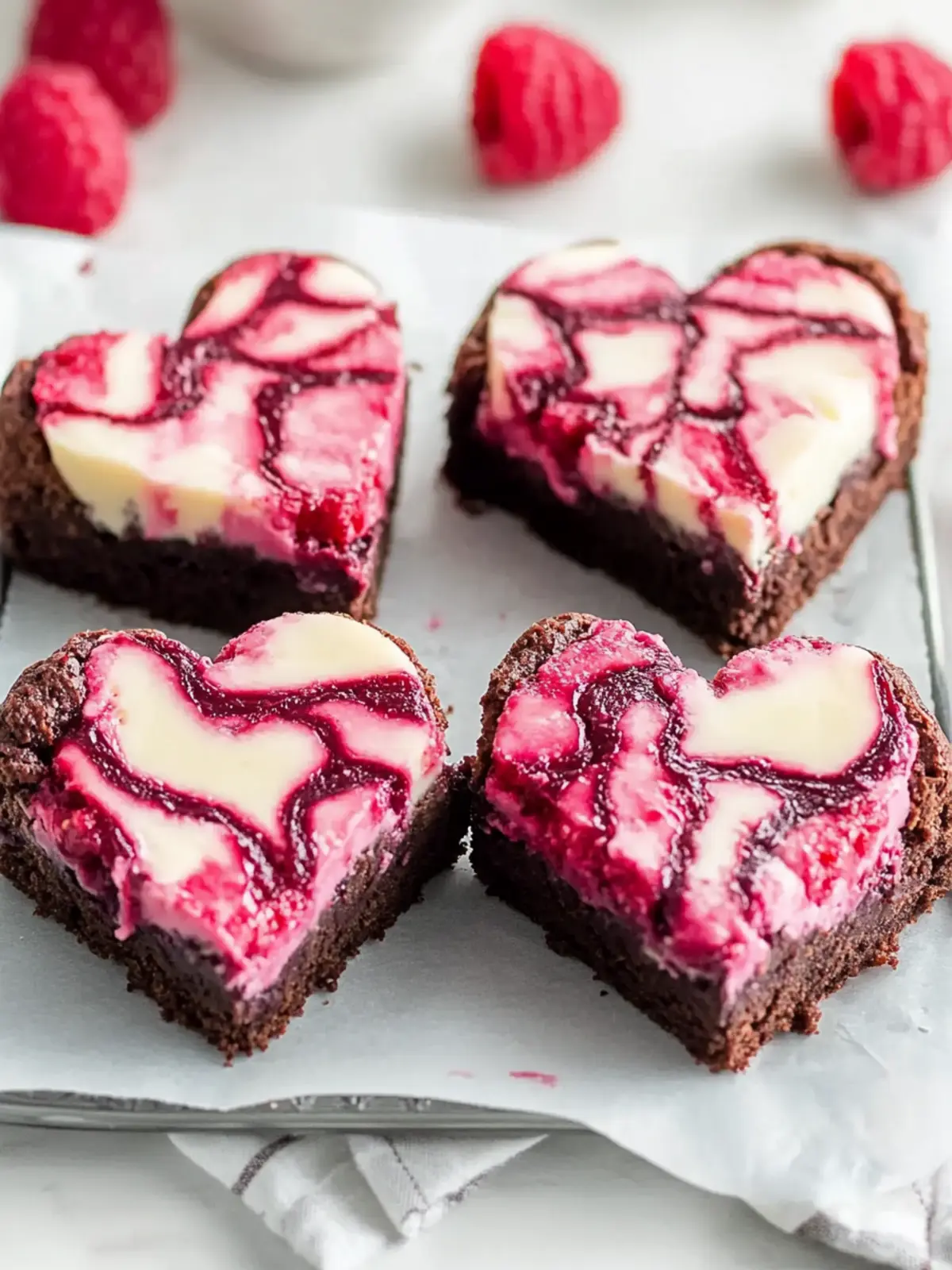 Heart Shaped Brownies with Raspberry Swirl and Cheesecake Bliss 4 Heart Shaped Brownies (with Raspberry Swirl and Cheesecake Topping)
