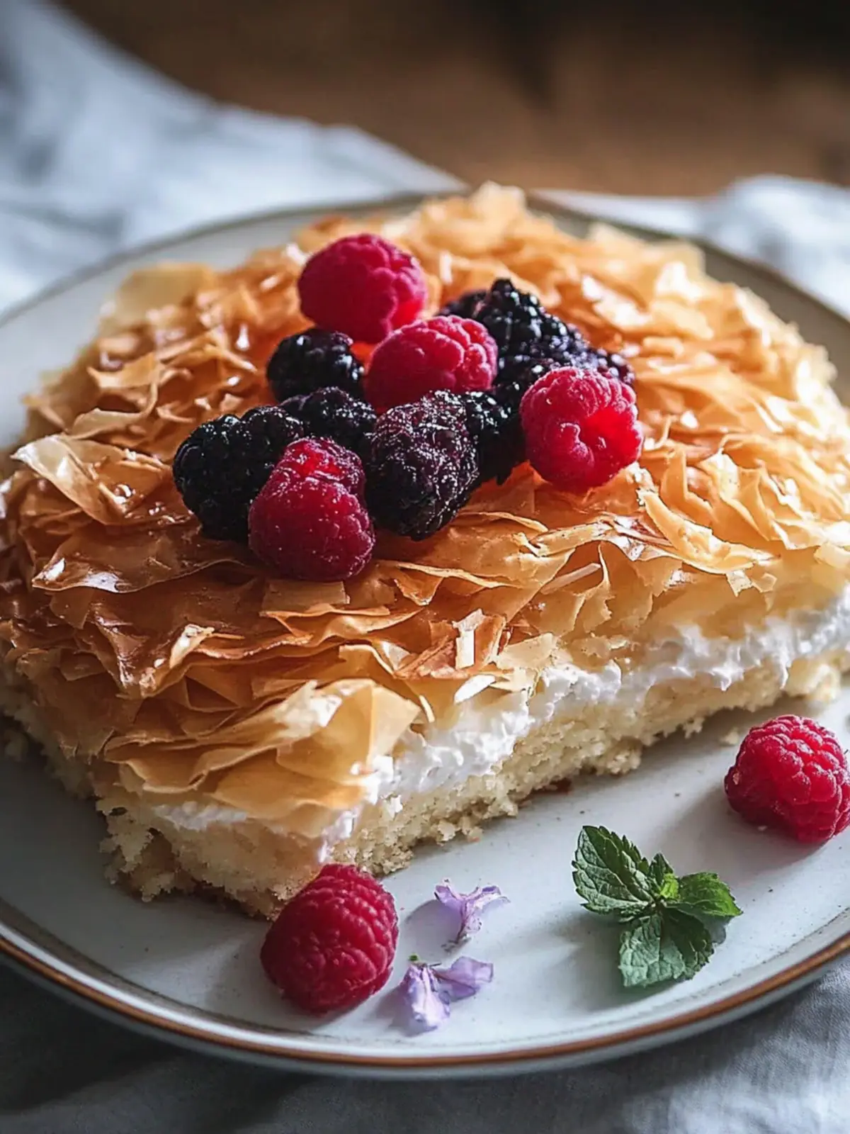 Crispy Phyllo Crinkle Cake with Sweet Lemon-Vanilla Drizzle 2 Phyllo Crinkle Cake