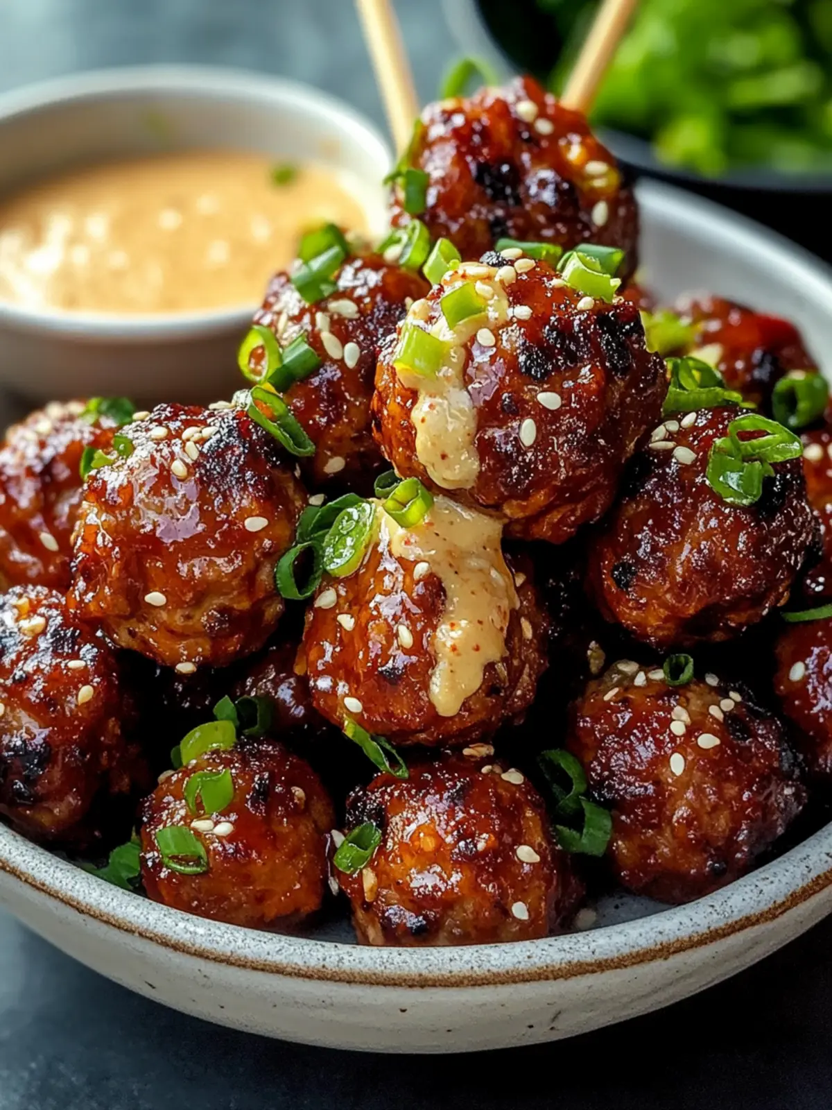 Korean BBQ Meatballs with Spicy Mayo Dip: Bold Flavor Awaits 4 Korean BBQ Meatballs with Spicy Mayo Dip
