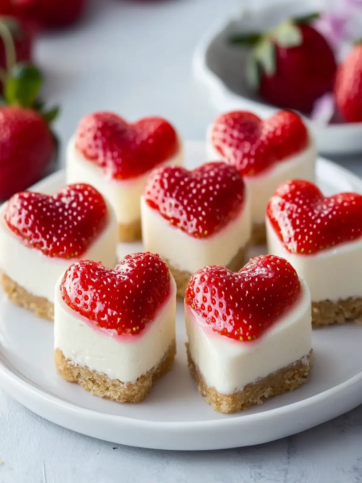 Mini Strawberry Cheesecake Hearts: A Sweet Treat for You 4 Mini Strawberry Cheesecake Hearts