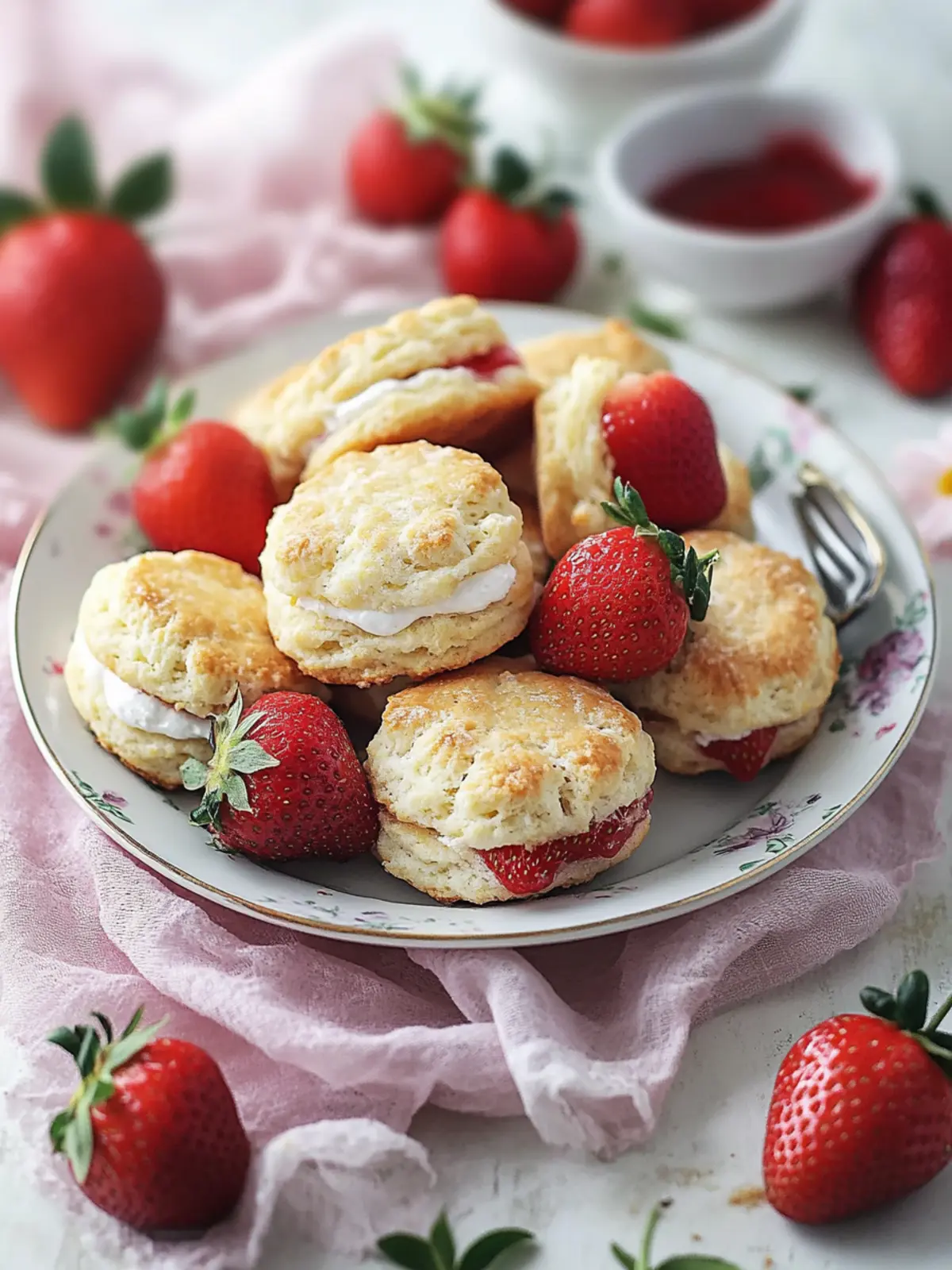 Fluffy Strawberry Biscuits with Zesty Lemon Glaze Delight 2 Fluffy Strawberry Biscuits