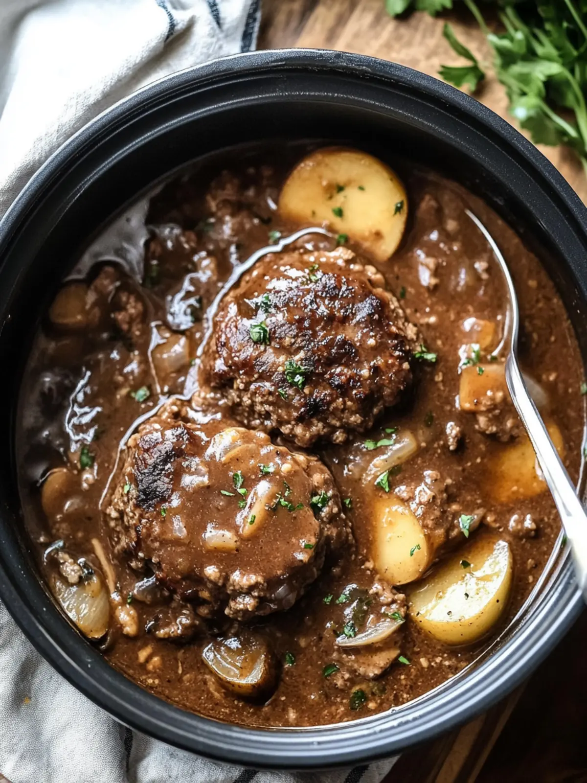 Slow Cooker Salisbury Steak with Creamy Mushroom Gravy Bliss 5 Slow Cooker Salisbury Steak