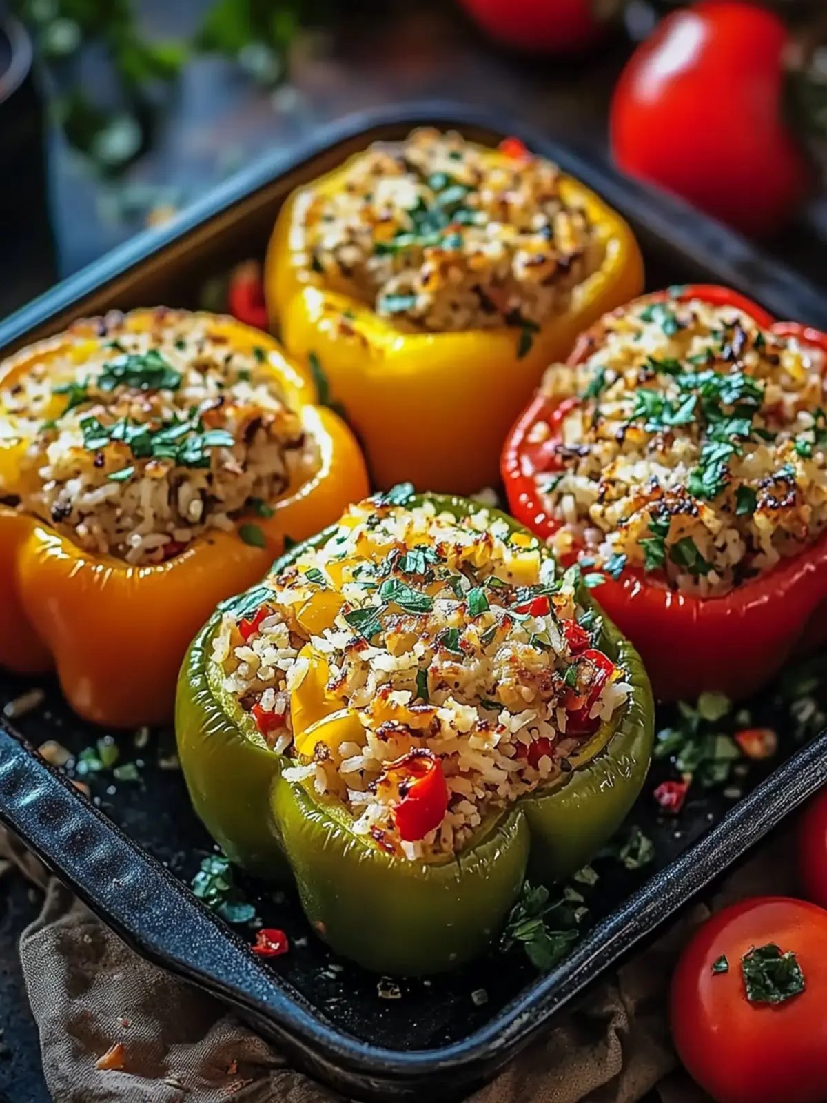Delicious Vegetarian Stuffed Bell Peppers with Rice Recipe 2 Vegetarian Stuffed Bell Peppers with Rice