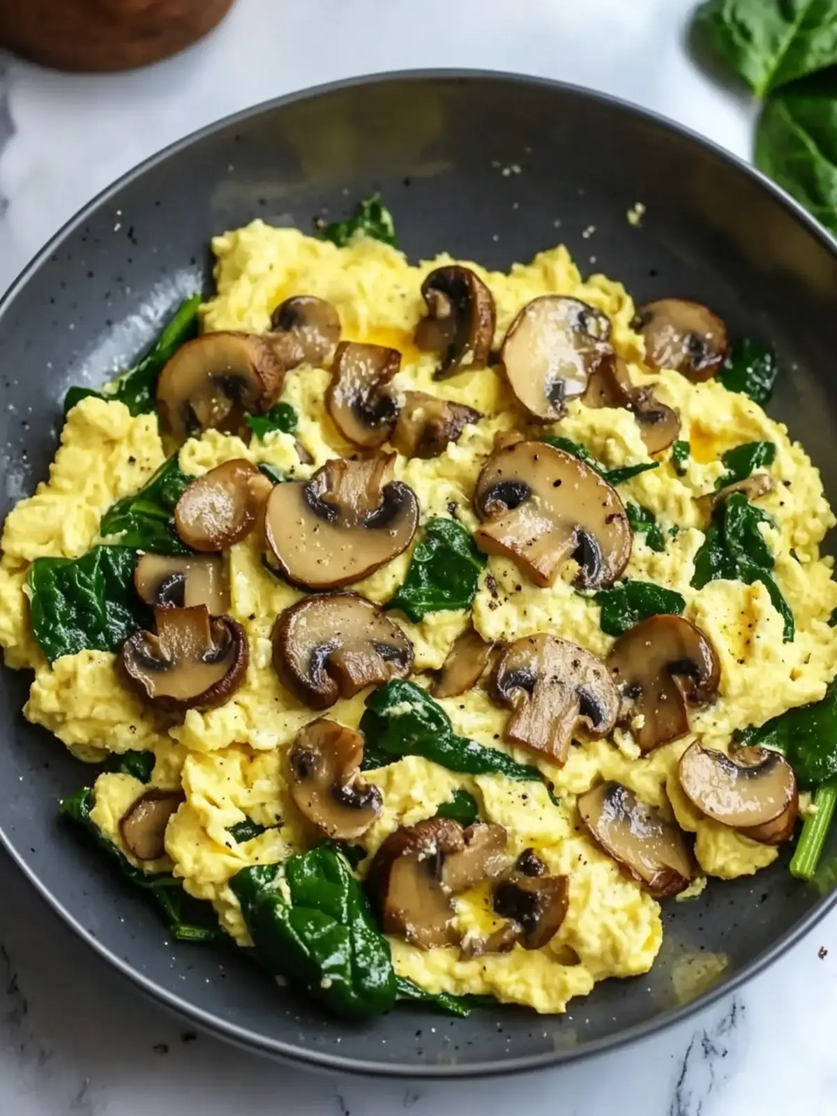 Savor Mushroom Spinach Scrambled Eggs for a Wholesome Breakfast 2 Mushroom Spinach Scrambled Eggs