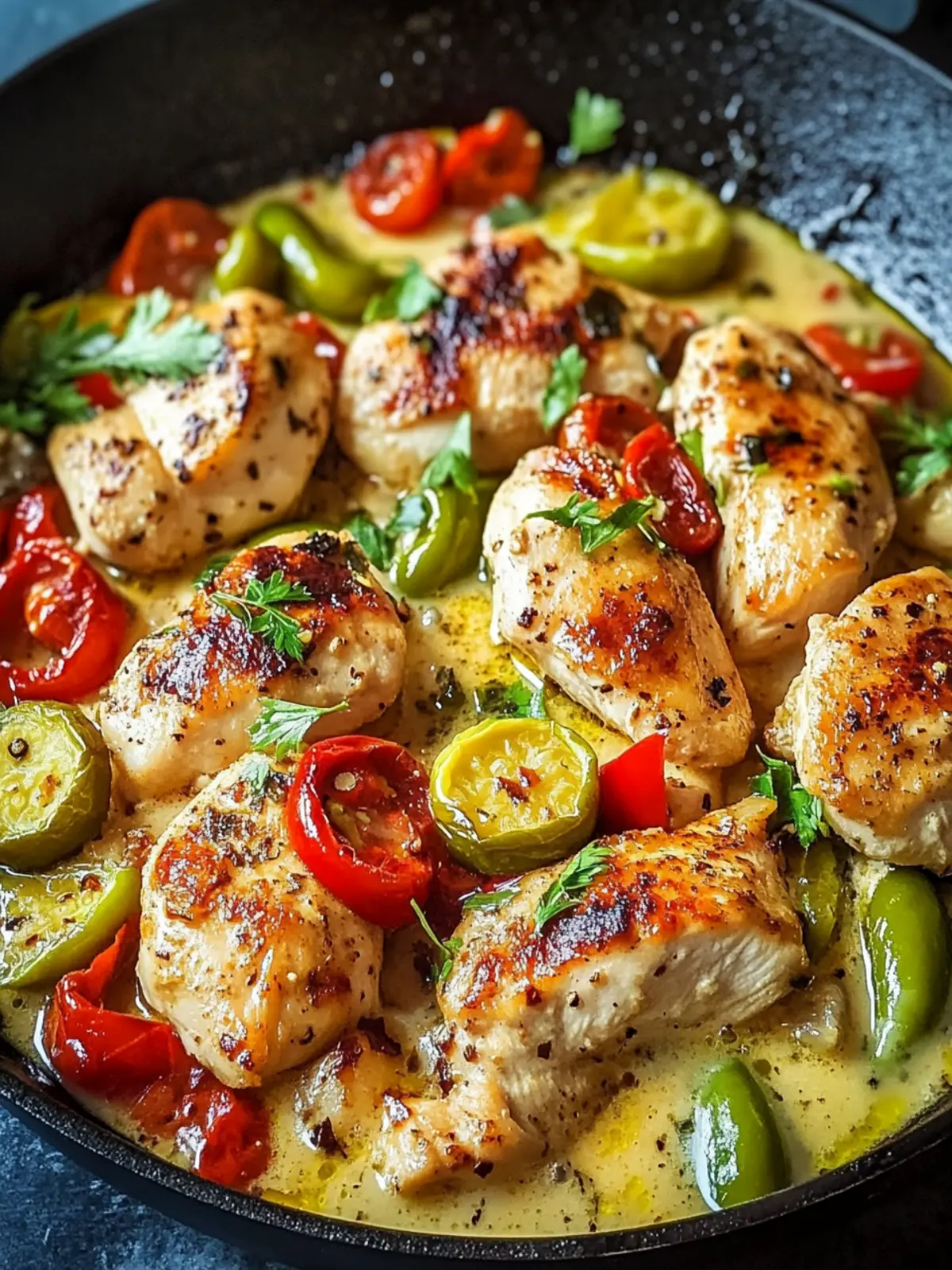 Savory Pepperoncini Chicken Skillet: Quick One-Pan Delight 2 Savory Pepperoncini Chicken Skillet