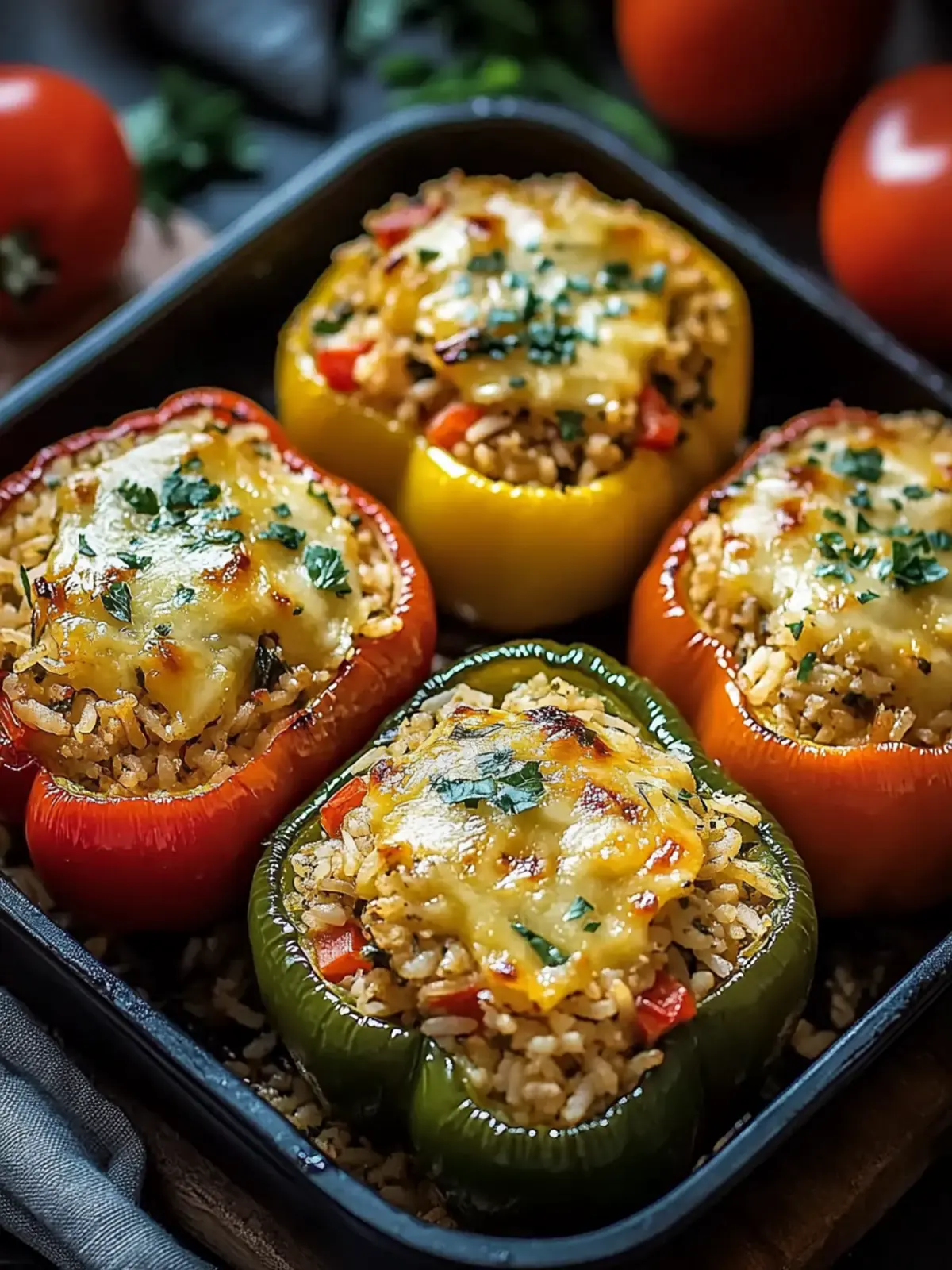 Delicious Vegetarian Stuffed Bell Peppers with Rice Recipe 3 Vegetarian Stuffed Bell Peppers with Rice