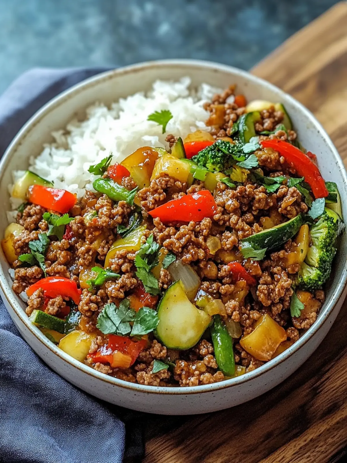 Spicy Ground Beef Stir-Fry Bowl with Garlic Veggies Magic 3 Spicy Ground Beef Stir-Fry Bowl with Garlic Veggies Delight