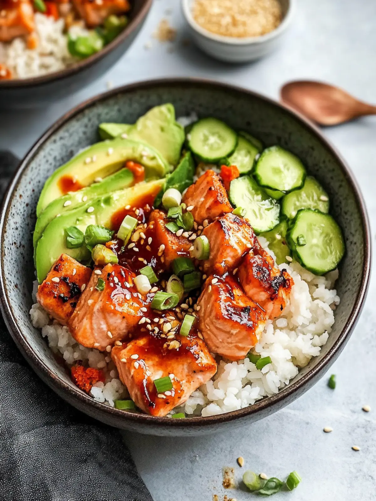 Sweet and Spicy Honey Sriracha Salmon Bowls You'll Love 2 Honey Sriracha Salmon Bowls