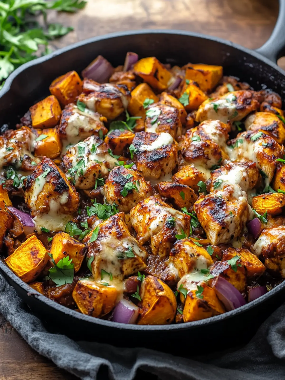 BBQ Chicken Sweet Potato Skillet – The Ultimate Comfort Meal 3 BBQ Chicken Sweet Potato Skillet
