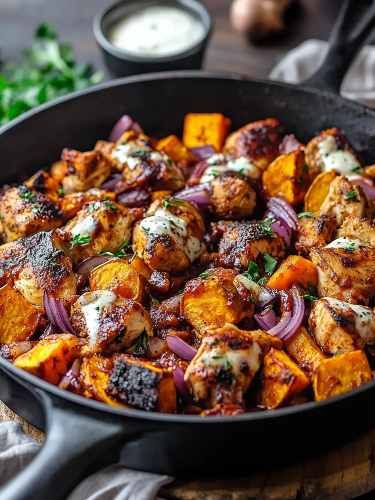 BBQ Chicken Sweet Potato Skillet – The Ultimate Comfort Meal 2 BBQ Chicken Sweet Potato Skillet