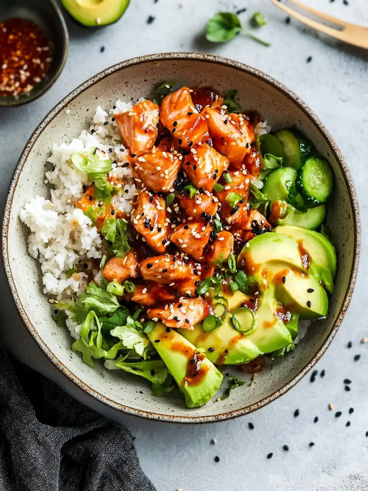 Sweet and Spicy Honey Sriracha Salmon Bowls You'll Love 3 Honey Sriracha Salmon Bowls