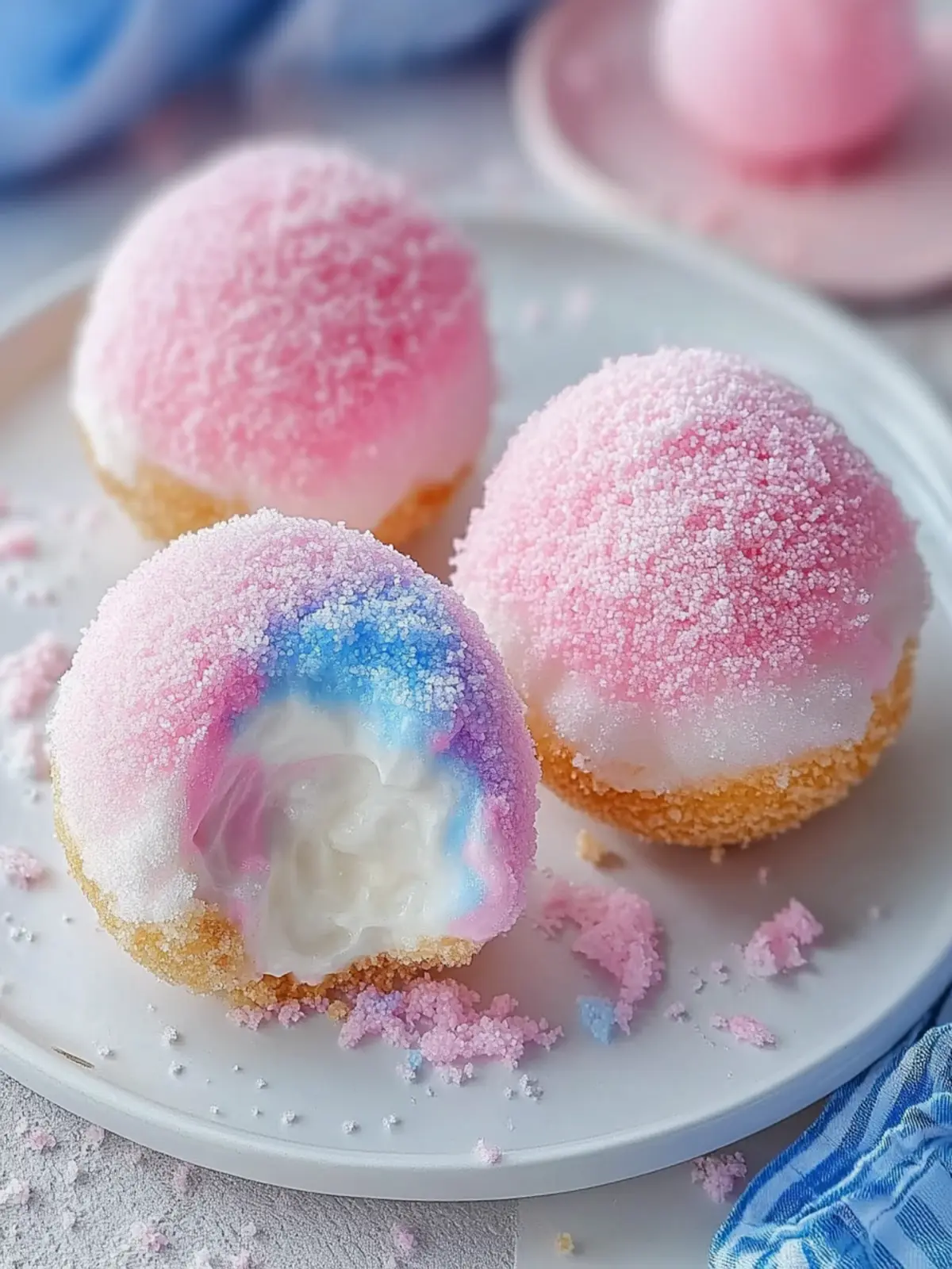 Crispy Cotton Candy Cheesecake Bombs for Whimsical Treats 2 Crispy Cotton Candy Cheesecake Bombs