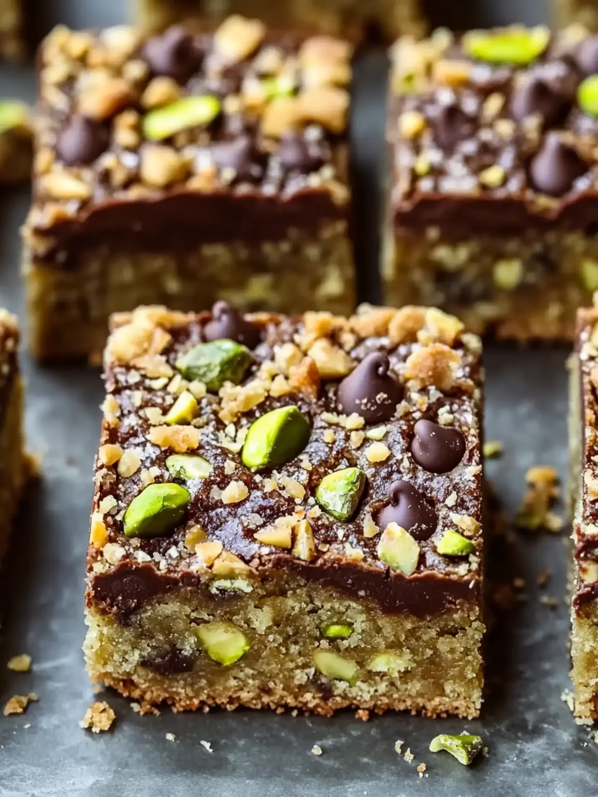 Decadent Brown Butter Dubai Pistachio Chocolate Chip Bars 5 Brown Butter Dubai Pistachio Chocolate Chip Cookie Bars