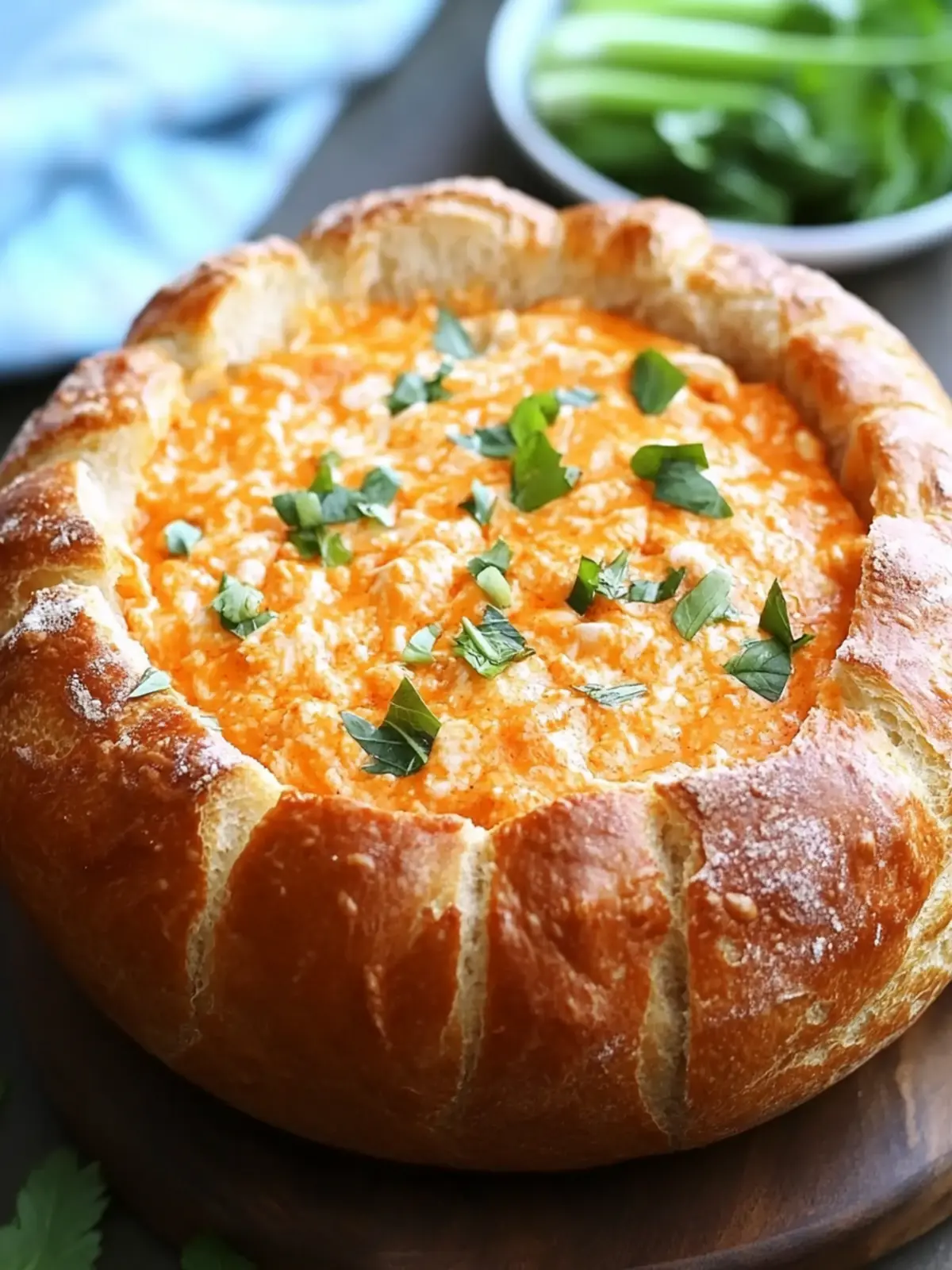 Buffalo Chicken Dip Bread Bowl: Your Game Day Star! 3 Buffalo Chicken Dip Bread Bowl