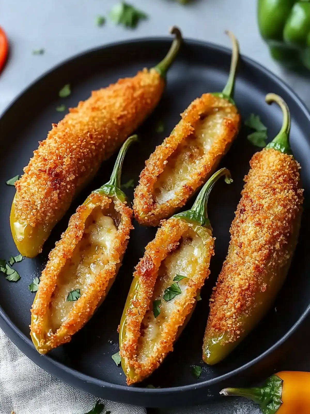 Irresistibly Crunchy Crispy Coated Stuffed Banana Peppers 3 Crispy Coated Stuffed Banana Peppers