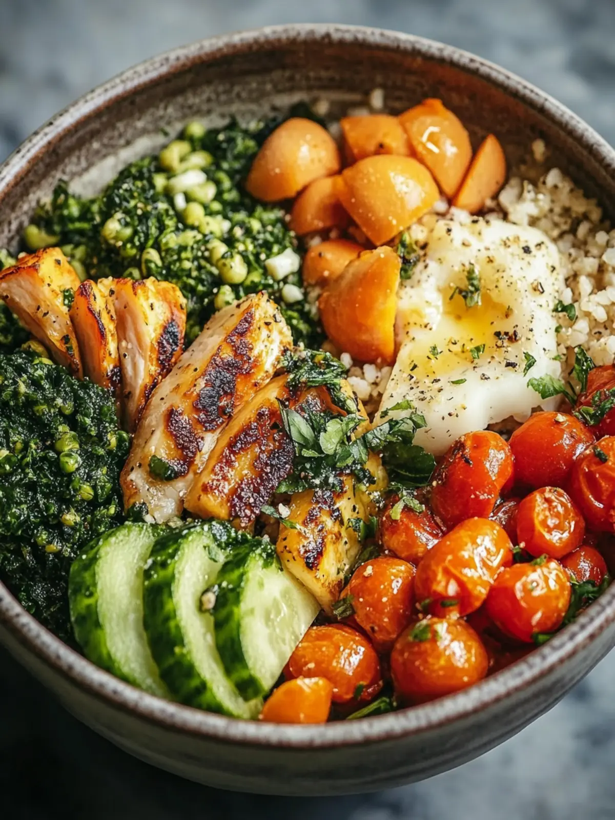 Delicious Mother Earth Bowl with Roasted Veggies and Pesto 5 Mother Earth Bowl