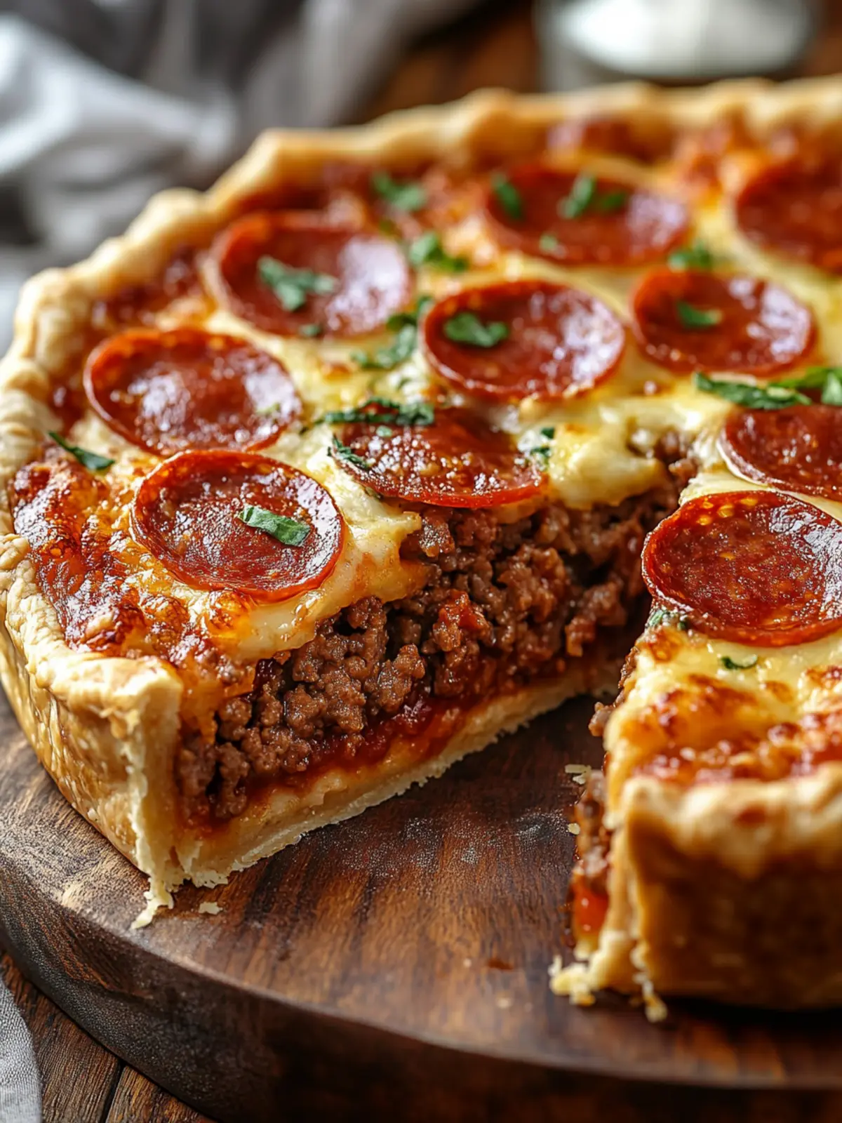Ultimate Deep Hamburger Beef Sausage & Pepperoni Pie Recipe 4 Deep Hamburger Beef Sausage & Pepperoni Pie