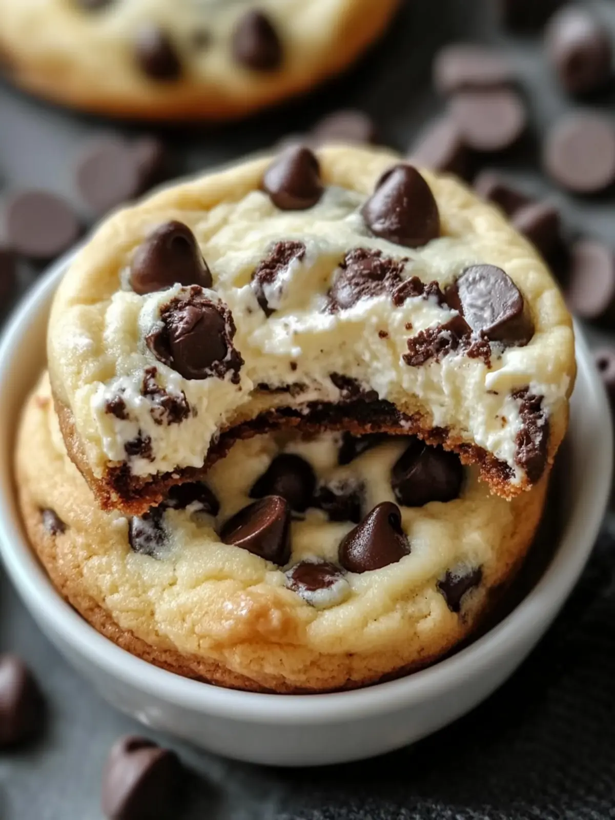 Decadent and Creamy Chocolate Chip Cheesecake Cookies to Wow! 2 Decadent And Creamy Chocolate Chip Cheesecake Cookie