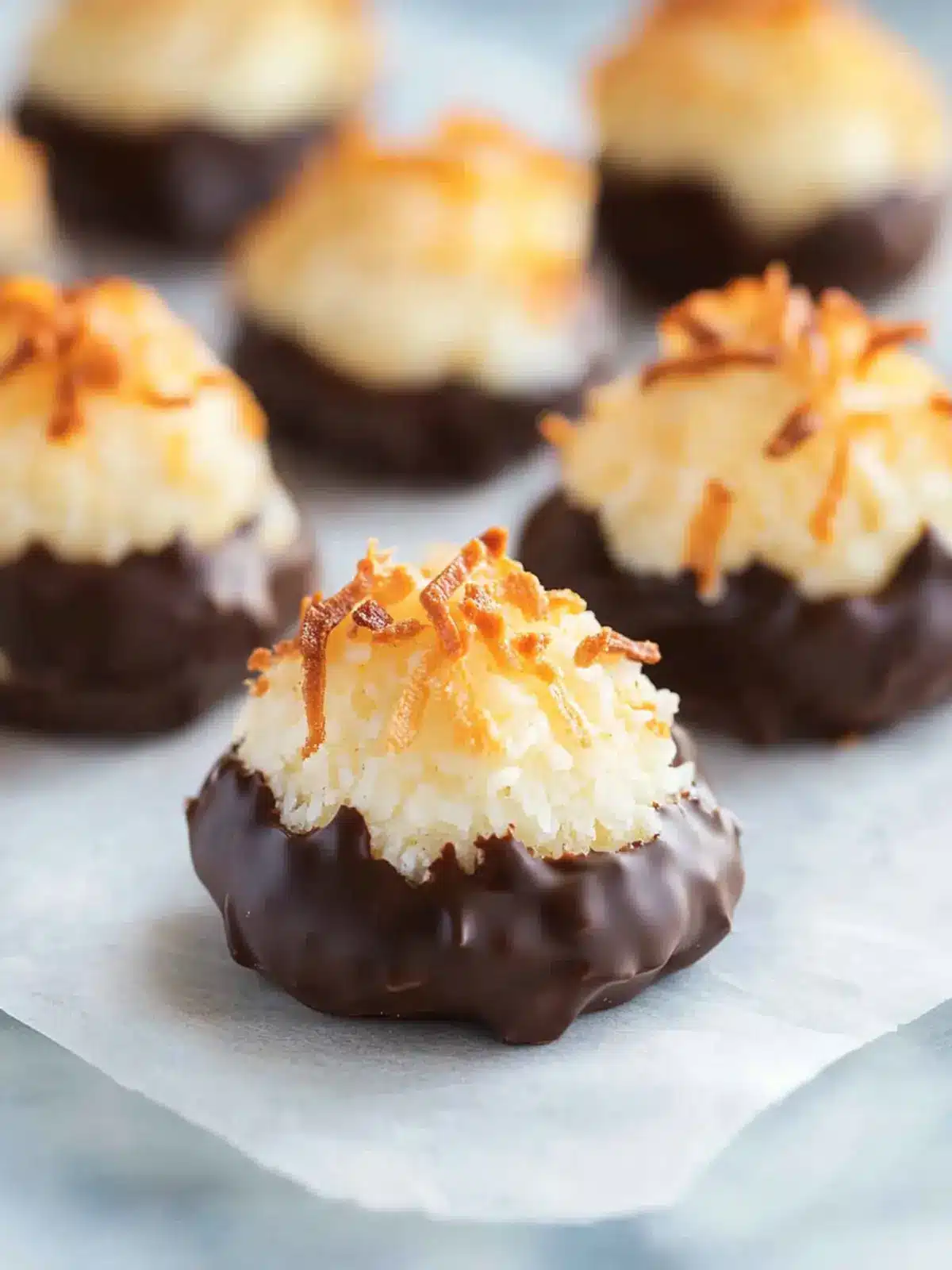 Irresistible Chocolate-Dipped Coconut Macaroons Recipe 3 Chocolate-Dipped Coconut Macaroons