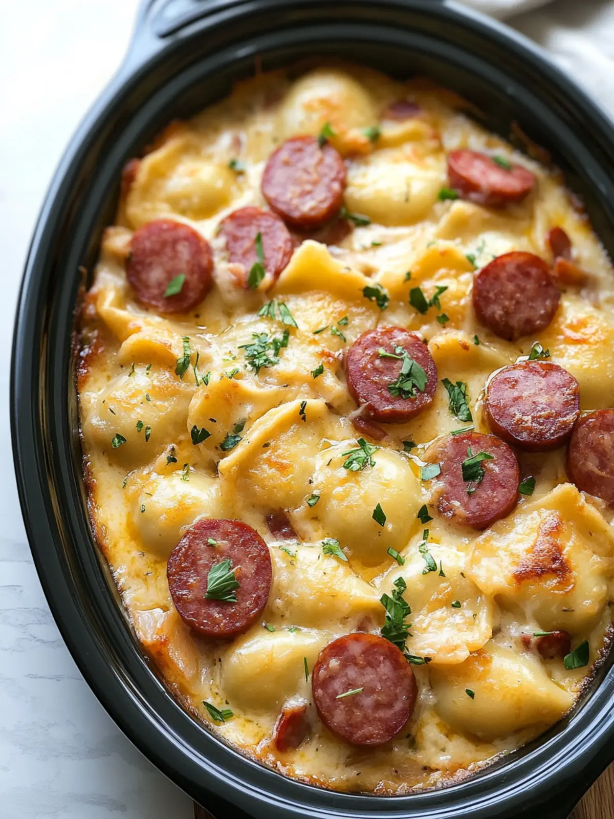 Cozy Up with Crockpot Pierogi Casserole and Kielbasa Delight 2 Crockpot Pierogi Casserole with Kielbasa