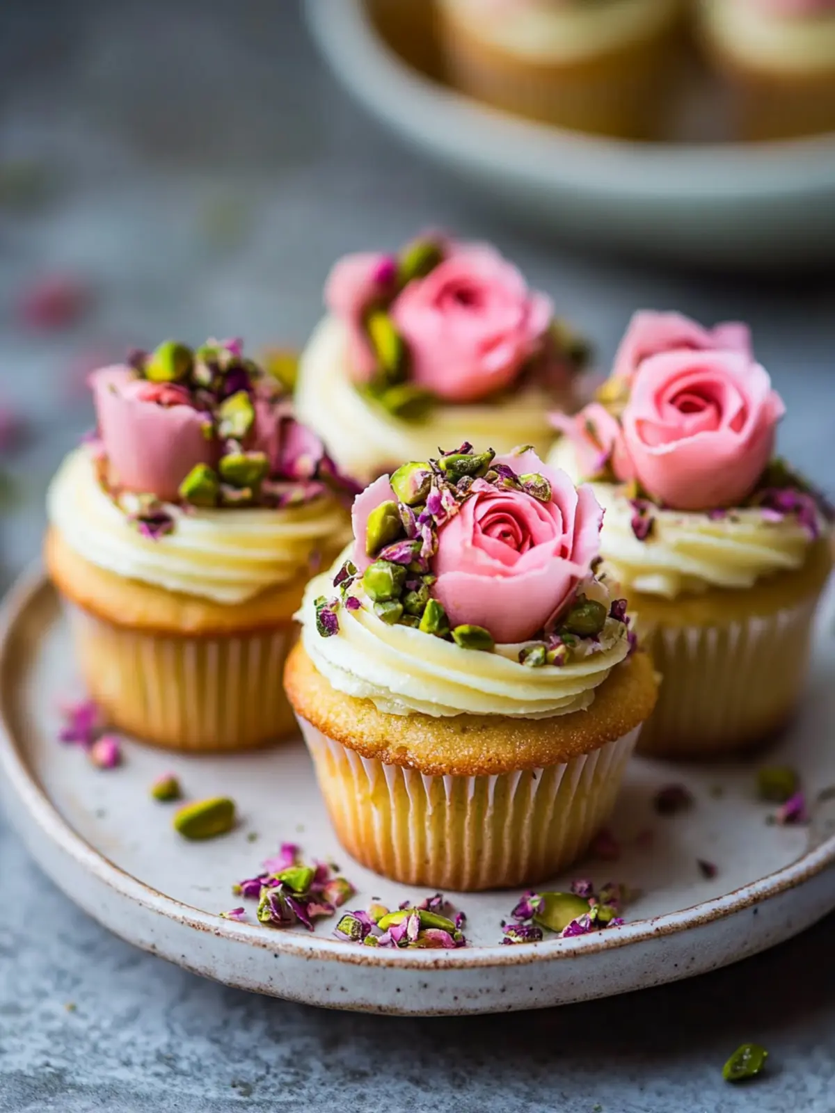 Vegan Mini Rose Pistachio Cupcakes for Festive Celebrations 3 Vegan Mini Rose Pistachio Cupcakes
