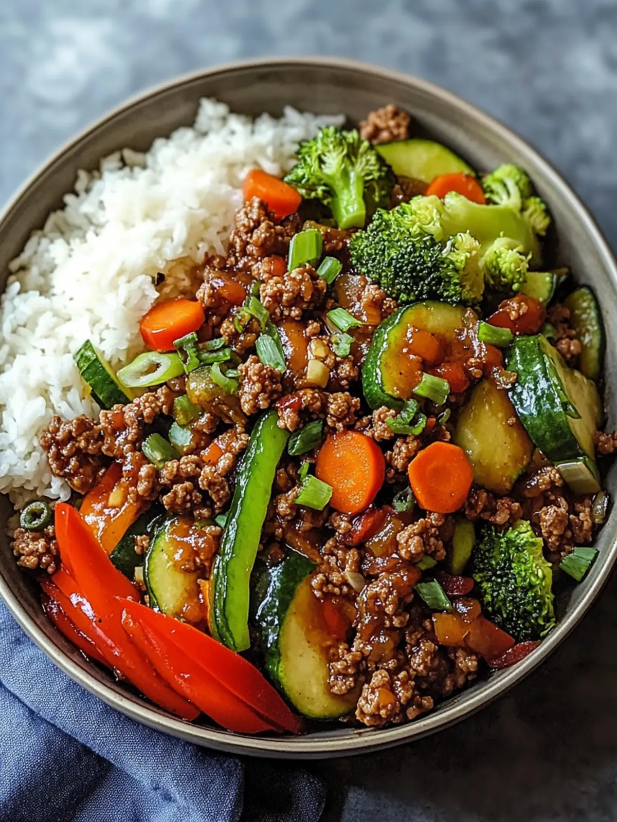 Spicy Ground Beef Stir-Fry Bowl with Garlic Veggies Magic 2 Spicy Ground Beef Stir-Fry Bowl with Garlic Veggies Delight