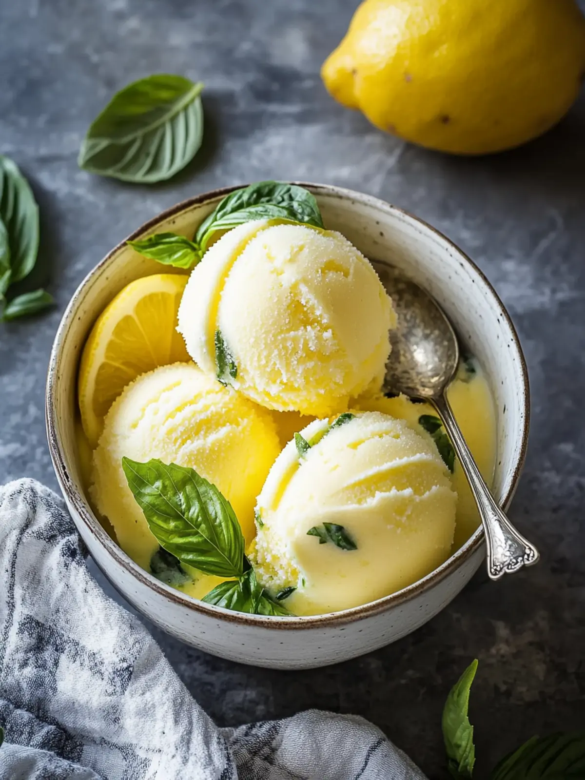Lemon Basil Sorbet: A 150-Calorie Dreamy Summer Delight 2 Lemon Basil Sorbet