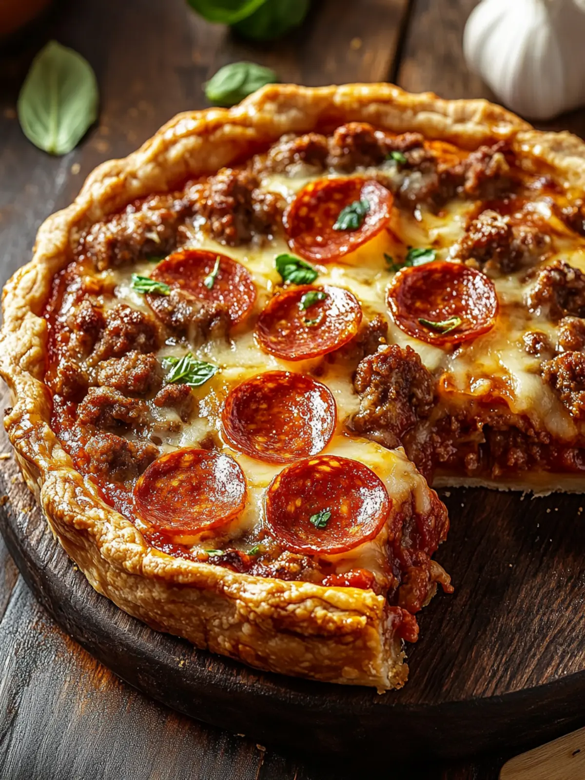 Ultimate Deep Hamburger Beef Sausage & Pepperoni Pie Recipe 3 Deep Hamburger Beef Sausage & Pepperoni Pie