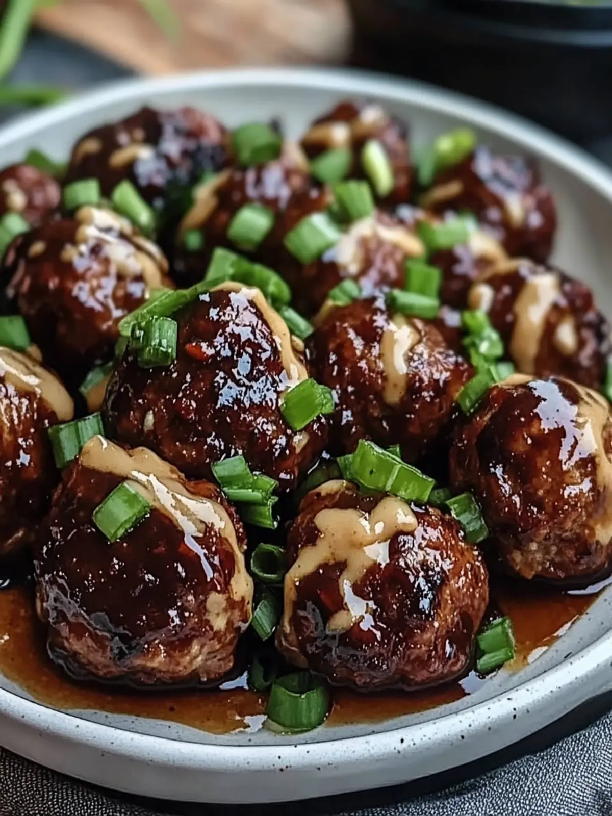 Sticky Hoisin Meatballs with Scallion Sauce: A Flavorful Win! 4 Sticky Hoisin Meatballs with Scallion Sauce