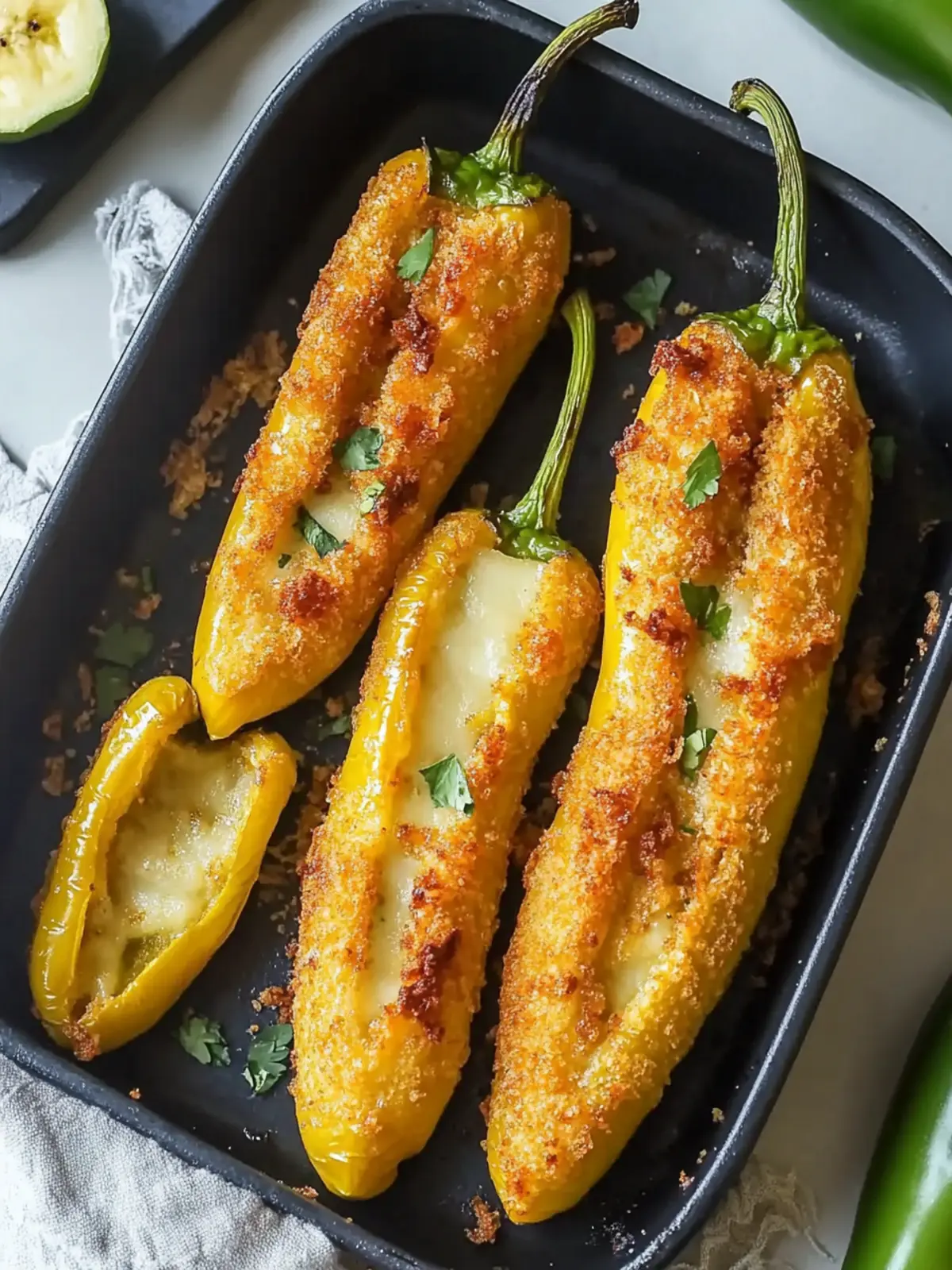 Irresistibly Crunchy Crispy Coated Stuffed Banana Peppers 2 Crispy Coated Stuffed Banana Peppers