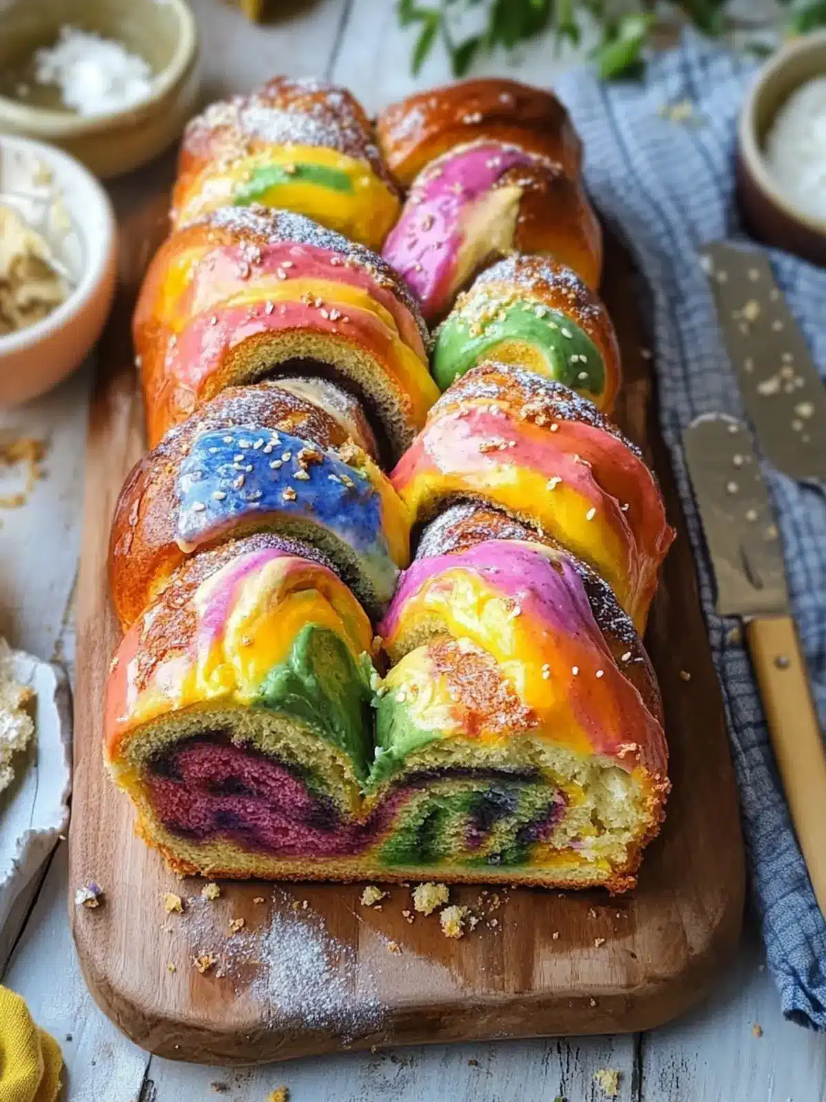 Rainbow Babka: A Sweet Twist with White Chocolate Hazelnut 5 Rainbow Babka