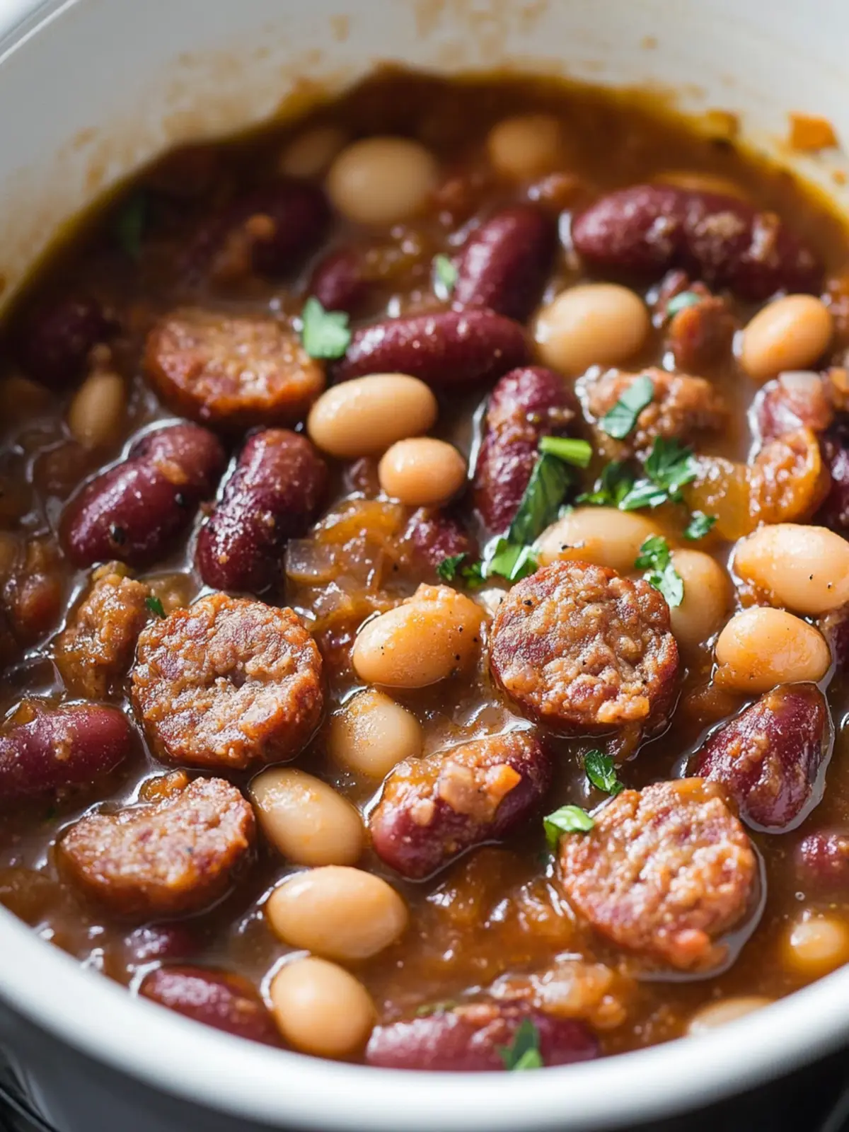 Slow Cooker 4-Ingredient Sausage and Beans Made Easy 5 Slow Cooker 4-Ingredient Sausage and Beans