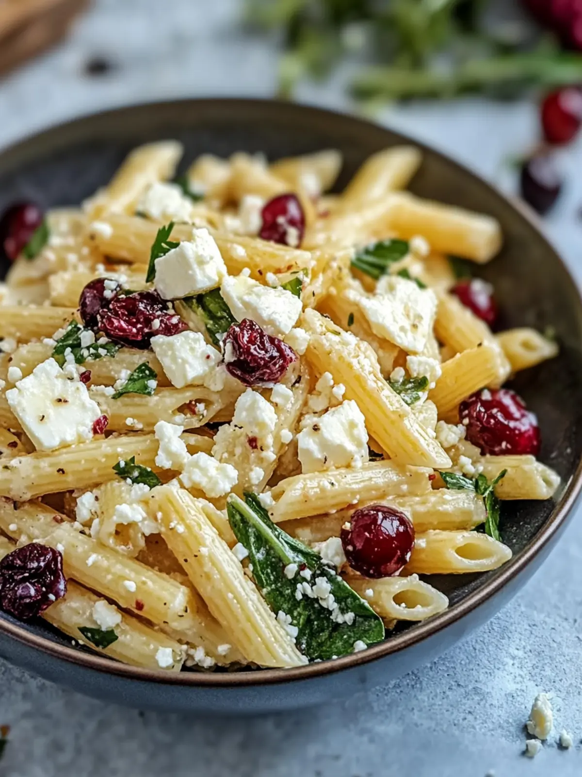 Feta & Cranberry Penne Salad with Zesty Orange Vinaigrette 4 Feta & Cranberry Penne Salad