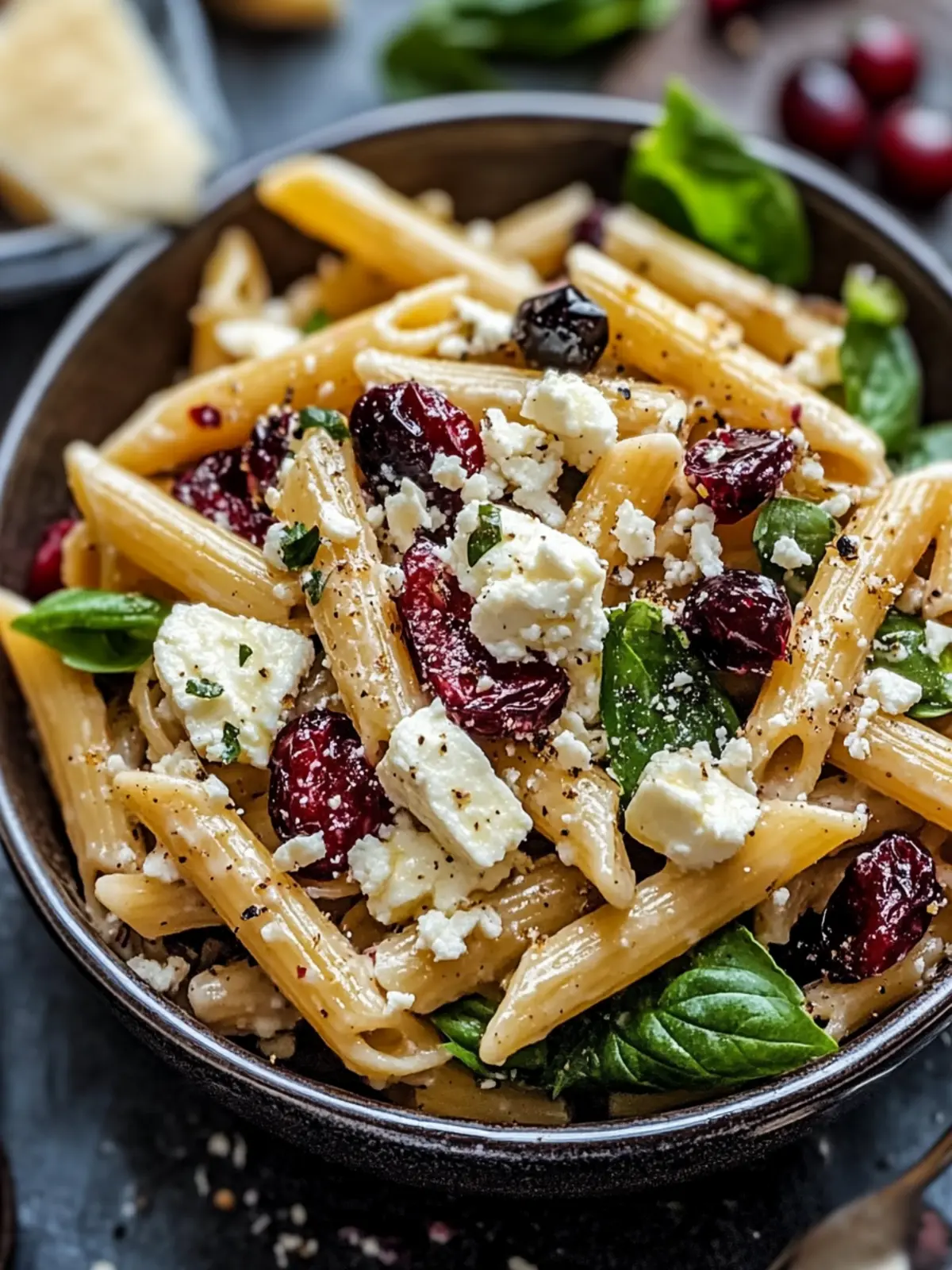 Feta & Cranberry Penne Salad with Zesty Orange Vinaigrette 5 Feta & Cranberry Penne Salad