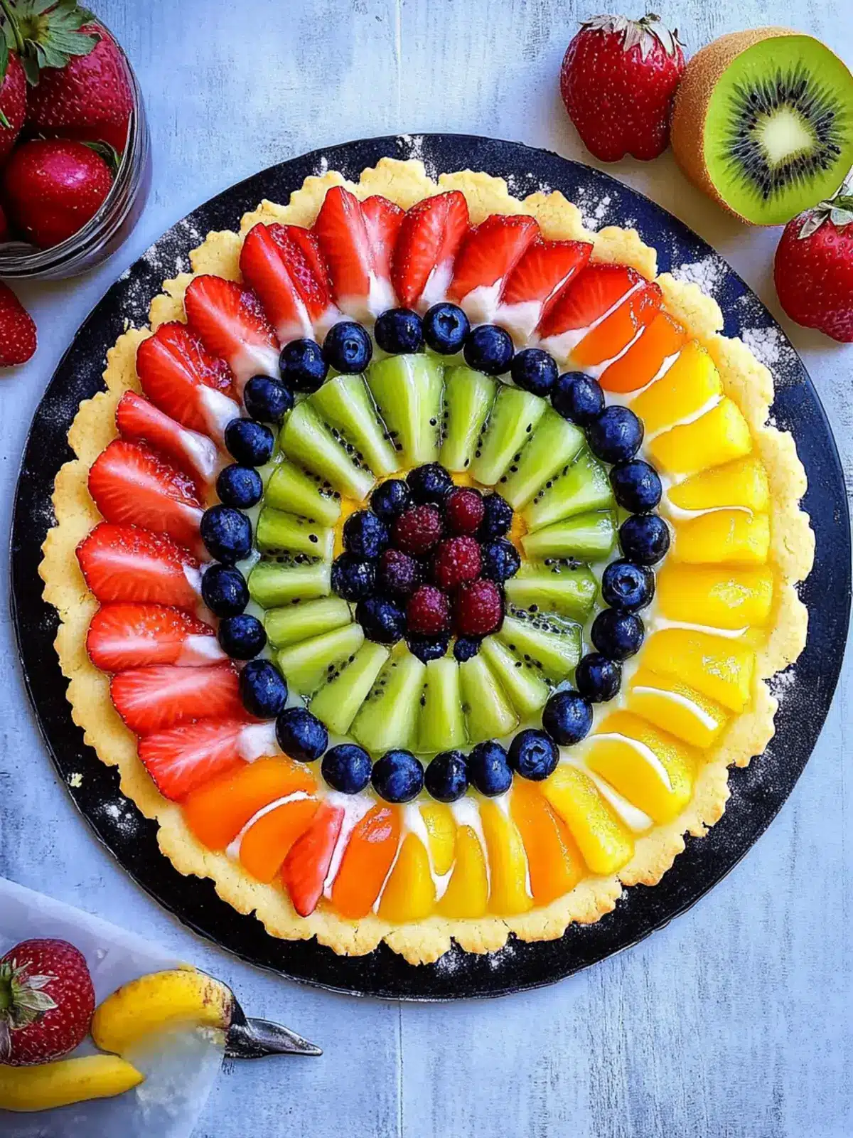 Rainbow Fruit Pizza with Sugar Cookie Crust to Wow Your Guests 2 Rainbow Fruit Pizza with Sugar Cookie Crust