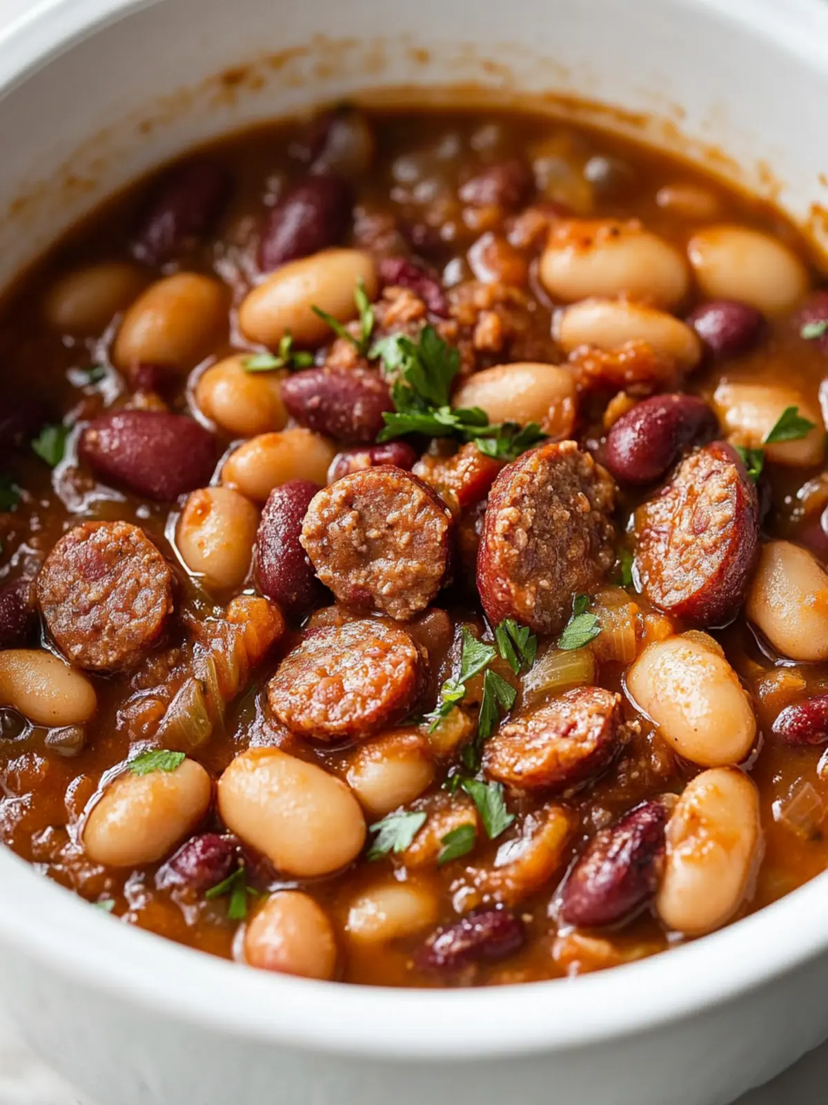 Slow Cooker 4-Ingredient Sausage and Beans Made Easy 2 Slow Cooker 4-Ingredient Sausage and Beans
