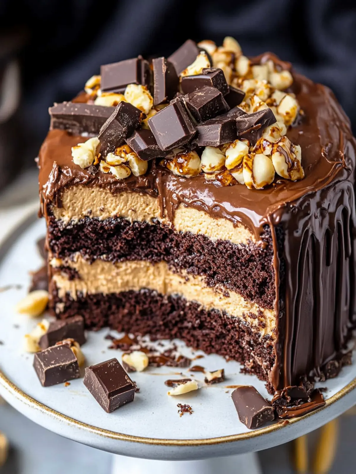 Irresistible Chocolate Snickers Cake to Wow Your Guests 2 Chocolate Snickers Cake