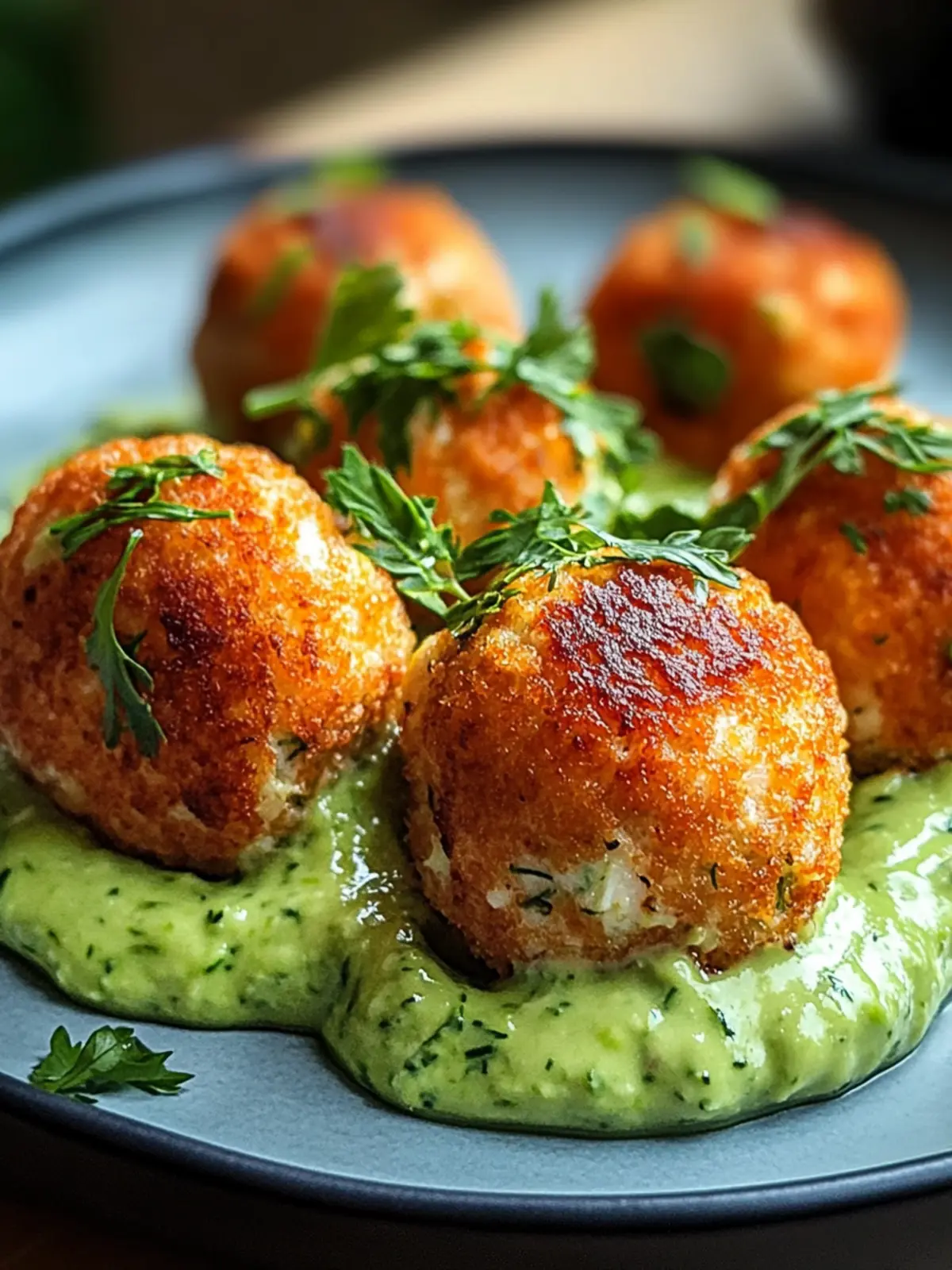 Delicious Salmon Balls with Creamy Avocado Sauce Recipe 3 Salmon Balls with Creamy Avocado Sauce