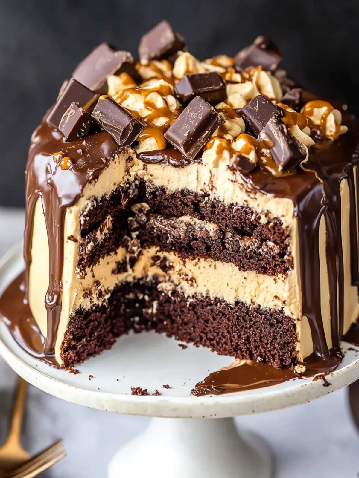 Irresistible Chocolate Snickers Cake to Wow Your Guests 4 Chocolate Snickers Cake