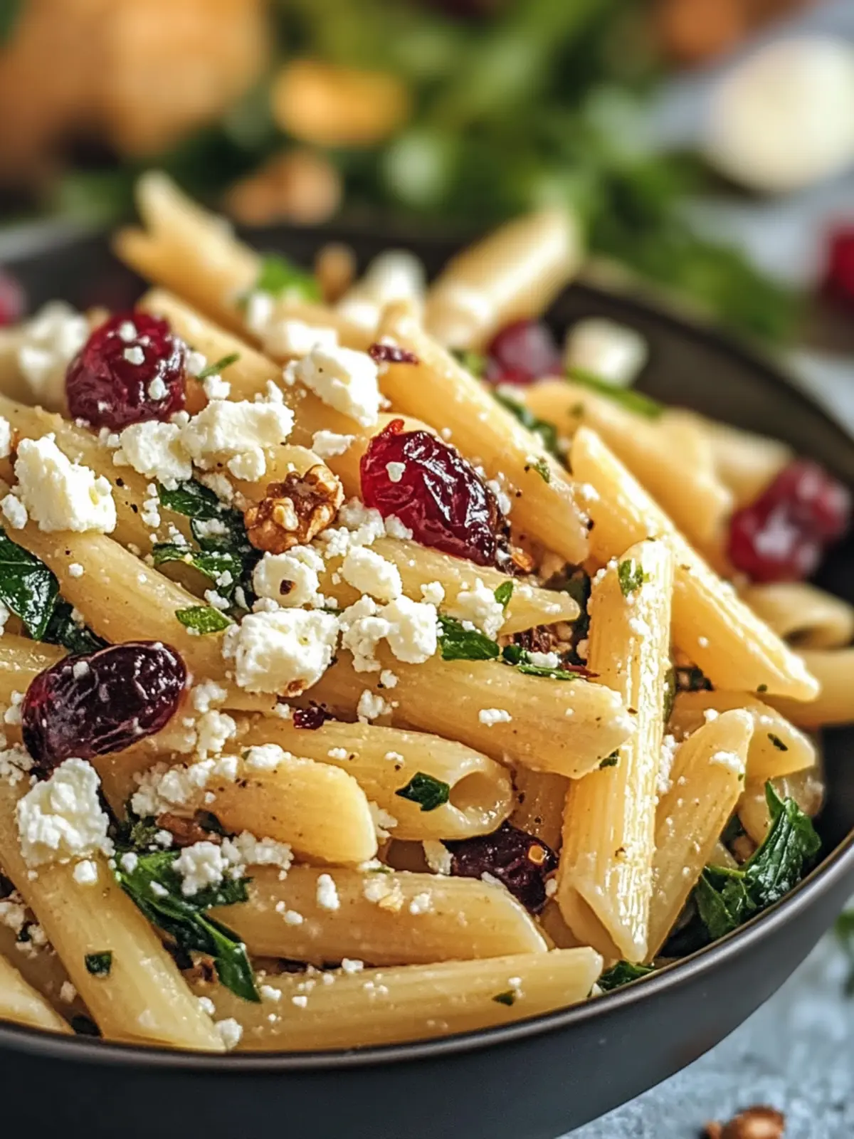 Feta & Cranberry Penne Salad with Zesty Orange Vinaigrette 2 Feta & Cranberry Penne Salad