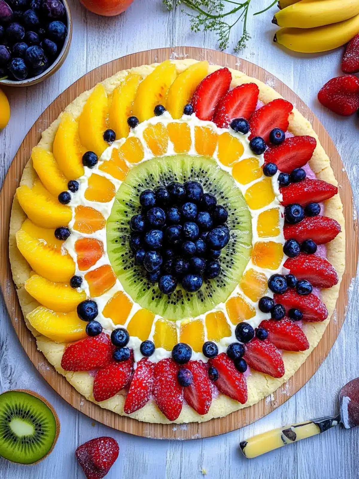 Rainbow Fruit Pizza with Sugar Cookie Crust to Wow Your Guests 3 Rainbow Fruit Pizza with Sugar Cookie Crust