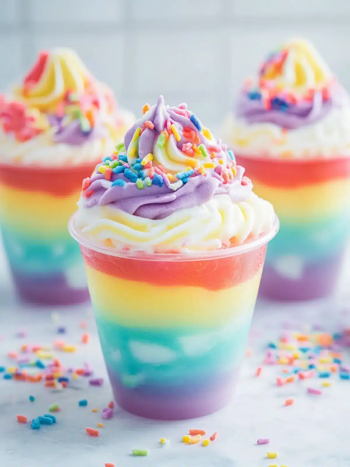 Delight in Colorful Rainbow Pudding Cups for a Sweet Treat 3 Rainbow Pudding Cups