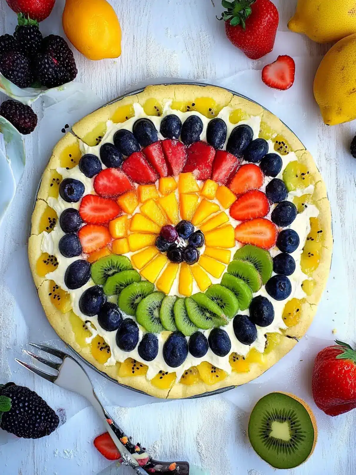 Rainbow Fruit Pizza with Sugar Cookie Crust to Wow Your Guests 5 Rainbow Fruit Pizza with Sugar Cookie Crust