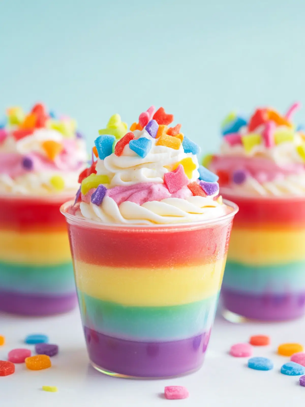 Delight in Colorful Rainbow Pudding Cups for a Sweet Treat 2 Rainbow Pudding Cups