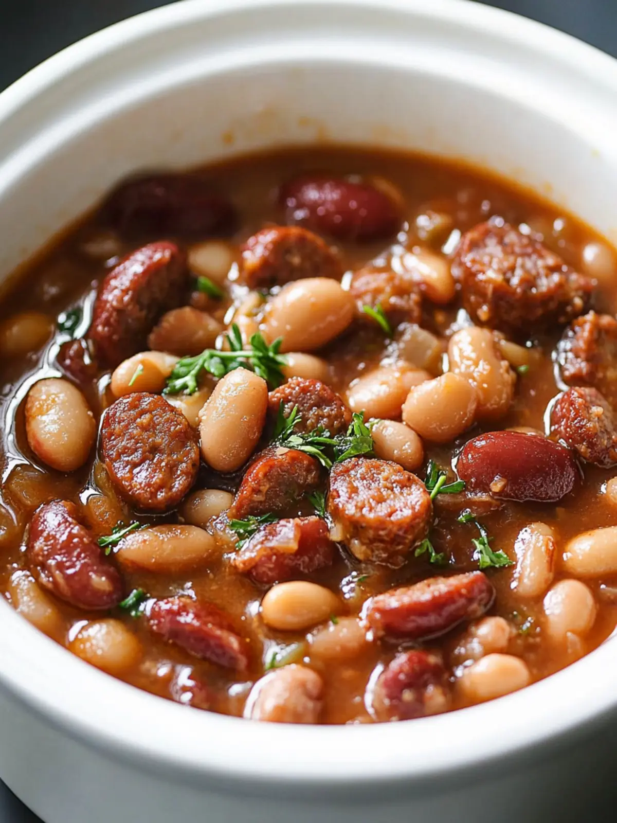 Slow Cooker 4-Ingredient Sausage and Beans Made Easy 3 Slow Cooker 4-Ingredient Sausage and Beans